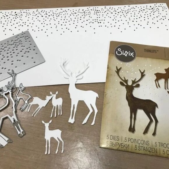 Rare Sizzix Thinlits Tim Holtz Winter Wonderland Cutting Dies Deer 662426 NEW - Picture 3 of 7